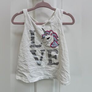 NWOT The Children’s Place 18-24M Girls White Unicorn Tank Top Blouse